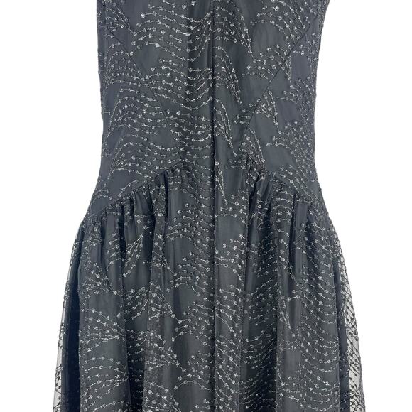 Shoshanna Olivia Metallic Scallope Mesh Halter Neck Black Dress Size 2 - Picture 7 of 14